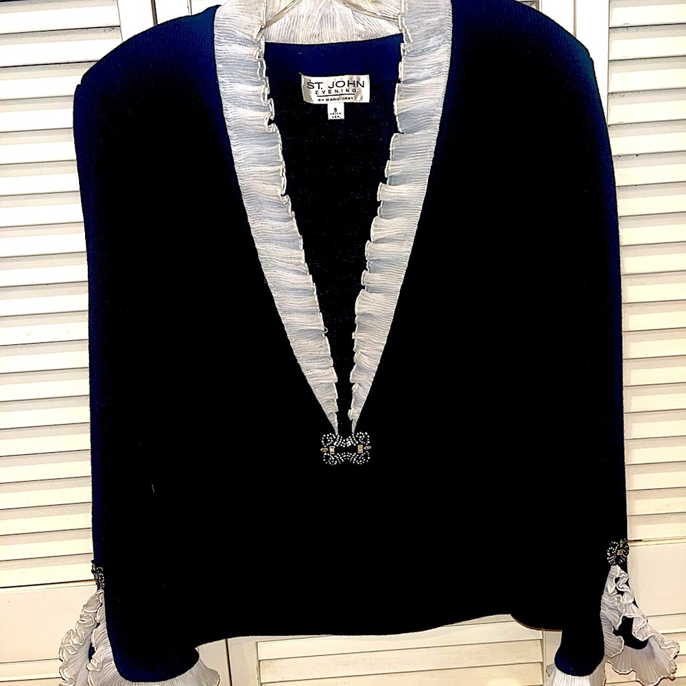 Vintage St John Evening Knit Jacket fringe lace sz 8
Cocktail